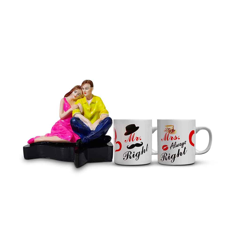 Milk Mugs With Quote And Couple Statue